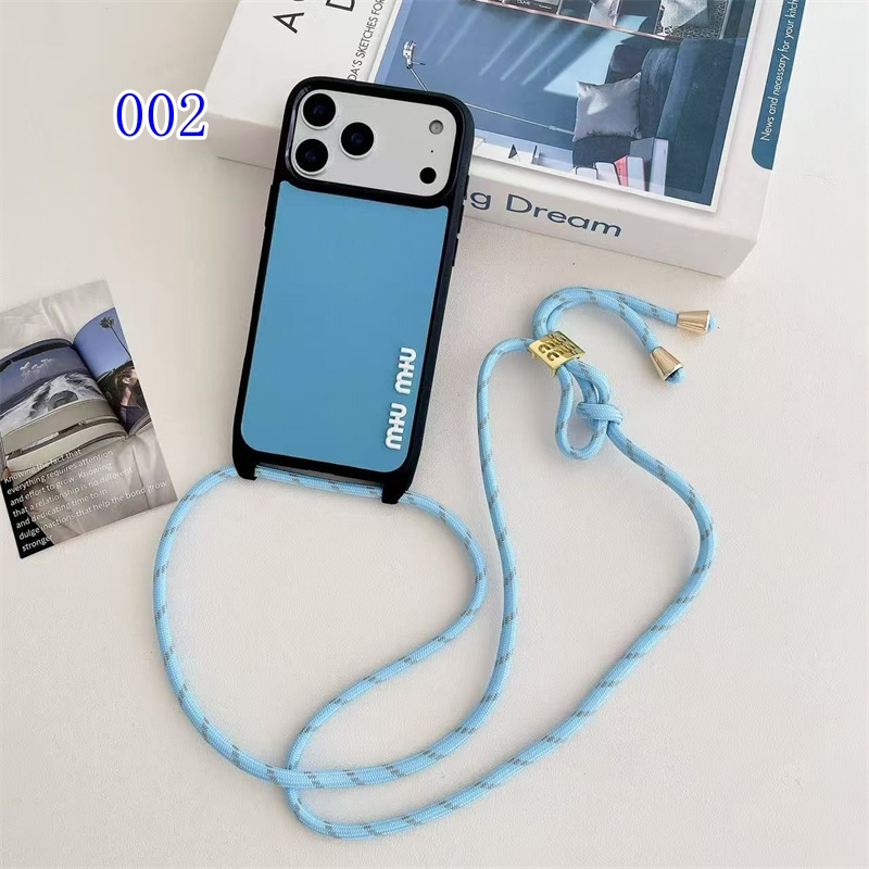 ケースストラップ miumiu 携帯 ケース MIU MIU ブラック iPhone15pro 