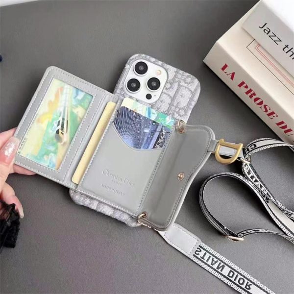 dior スマホ ショルダー ディオール オブリーク iPhone17/17pro ケース 肩掛け iphone16/15pro max ケース カード ケース 付き iphone14/12/11 ケース 斜めがけ ブランド 背面収納 - 画像 (6)