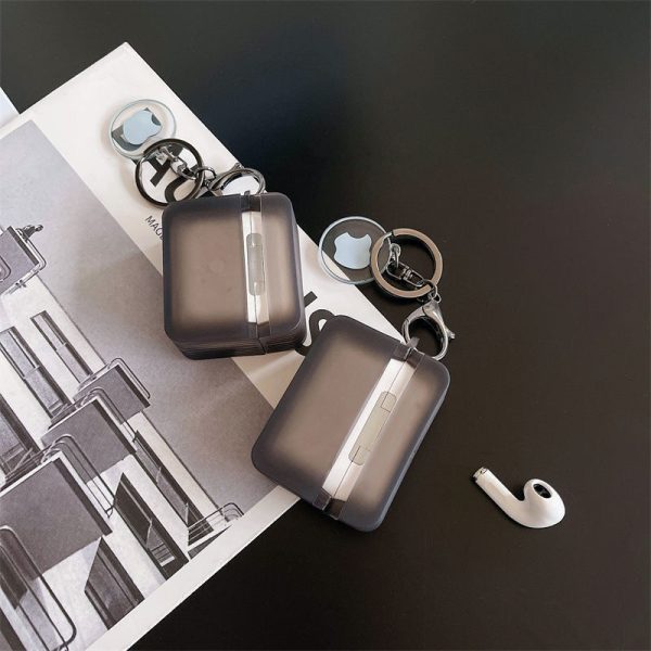 airpodsケース ハイブランド ソフトケース キーリング付き airpods4ケース 半透明 ブラック エアポッツ 第三世代 ケース airpods pro/ pro2 カバー ロゴ付き 人気 ススメ - 画像 (4)
