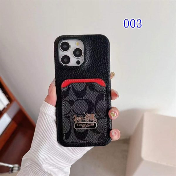 iphone17/17proケース coach スマホケース iphone16 pro max ブランド お 揃い カップル iphone15/14 pro ケース レザー iphone 13Pro 12 11proケース カード 収納 ハイ ブランド 人気 おすすめ - 画像 (5)