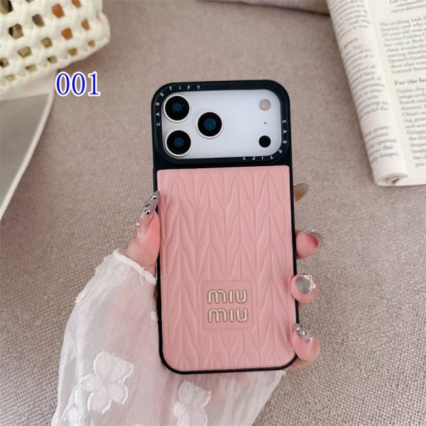 iphone17 プロ マックス ケース ミュウミュウ ハイ ブランド iphone16 pro ケース かわいい アイフォン 15pro 14 proケース 人気 おすすめ miumiu 携帯 カバー 大人 可愛い - 画像 (2)