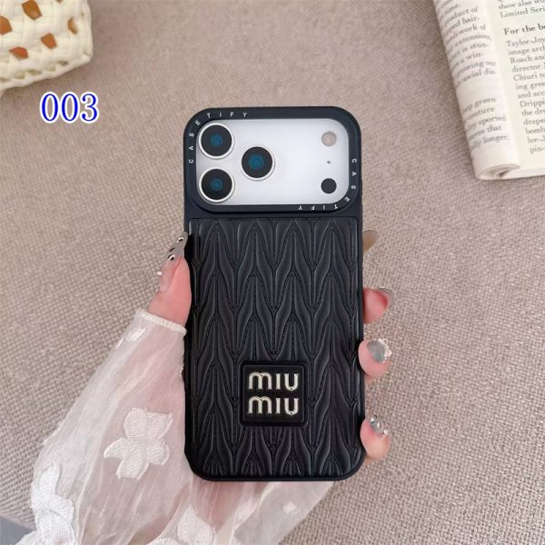 iphone17 プロ マックス ケース ミュウミュウ ハイ ブランド iphone16 pro ケース かわいい アイフォン 15pro 14 proケース 人気 おすすめ miumiu 携帯 カバー 大人 可愛い - 画像 (4)