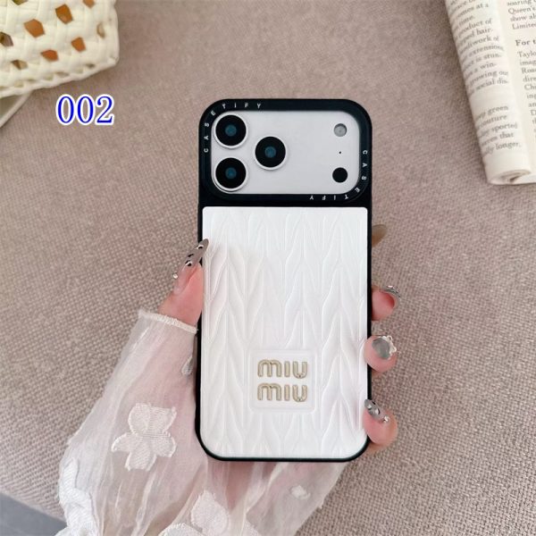 iphone17 プロ マックス ケース ミュウミュウ ハイ ブランド iphone16 pro ケース かわいい アイフォン 15pro 14 proケース 人気 おすすめ miumiu 携帯 カバー 大人 可愛い - 画像 (3)