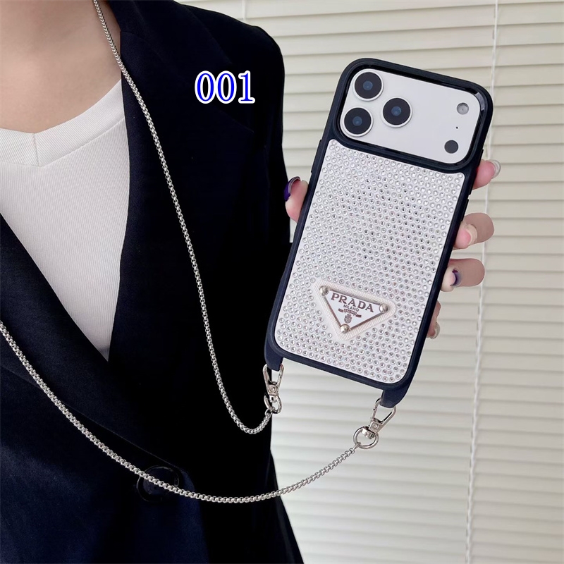 プラダ iPhone ケース iphone17 ケース ストラップ付き iphone air ケース キラキラ prada iphone 17pro ケース 大人 かわいい iphone 17 プロ マックス ケース 流行り - 画像 (2)