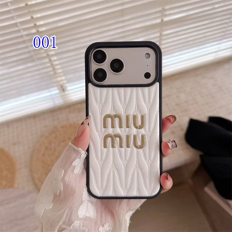 miumiu iphone17 ケース ハイブランド スマホ ケース かわいい 刺繍 ミュウミュウ iPhone 16pro/15 ケース 人気 ブランド 女子 iPhone14/13pro ケース 韓国 流行り おしゃれ - 画像 (2)