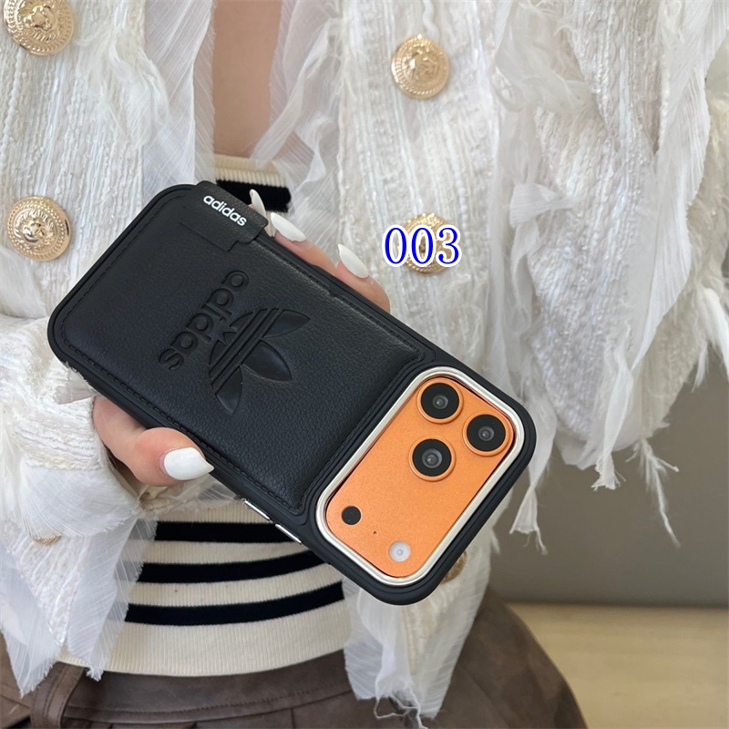adidas スマホケース iphone17/17pro 高級 iphone16/16pro ケース アディダス アイフォンケース アイフォン15/14pro ケース レザー 丈夫 iphone13pro カバー お揃い - 画像 (4)