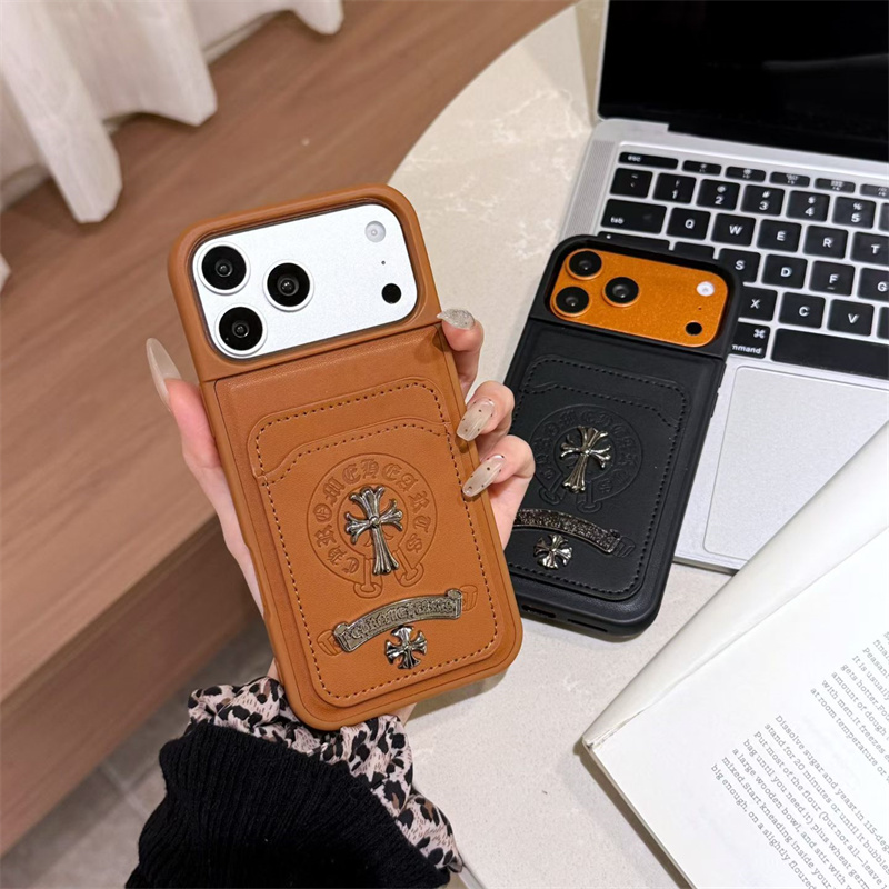 クロム ハーツ iphone17/17pro ケース カード 収納 ブランド iphone16/15pro ケース かっこいい iphone14/13pro max ケース ハイ ブランド メンズ スマホケース お 揃い iphone ケース 人気 ブランド