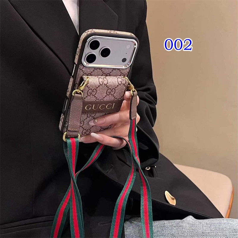 iPhone17Pro Max ケース ハイ ブランド vuttion/gucci ストラップ 付き iPhone16/15pro/14ケース カード 収納 スマホ ショルダー iPhone13/12pro maxケース 斜め 掛け おしゃれ - 画像 (3)