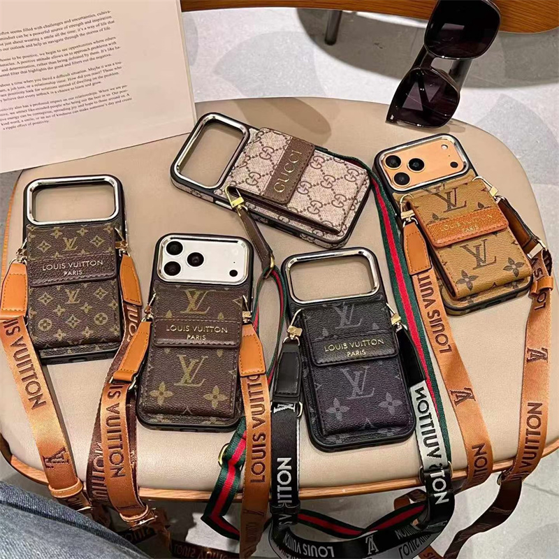 iPhone17Pro Max ケース ハイ ブランド vuttion/gucci ストラップ 付き iPhone16/15pro/14ケース カード 収納 スマホ ショルダー iPhone13/12pro maxケース 斜め 掛け おしゃれ