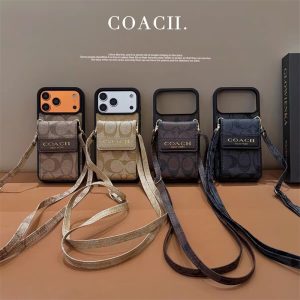 coach iphone 17 ケース カード 収納 iphone 16/15 ケース ストラップ付き iphone 14/14proケース メンズ おしゃれ iphone13 ケース 革 スマホ ショルダー
