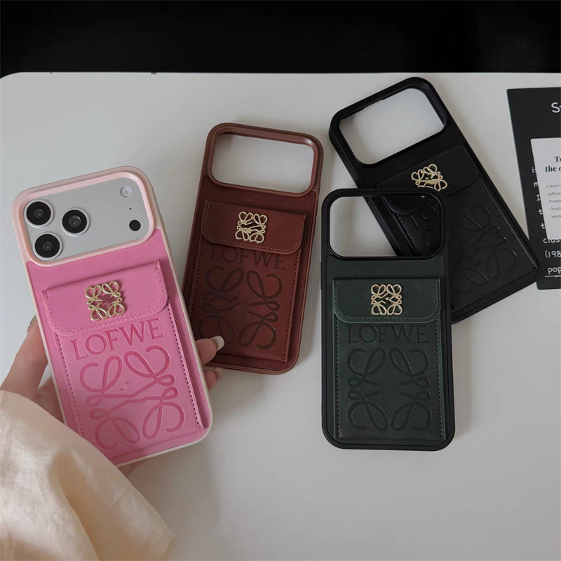 ロエベ iphone air ケース ブランド loewe iphone17/16 ケース カード 収納 スマホケース 黒 iphone 15 pro ケース 人気 女子 iphone 14 plus ケース おしゃれ iPhone13/12/11カバー カップル お 揃い