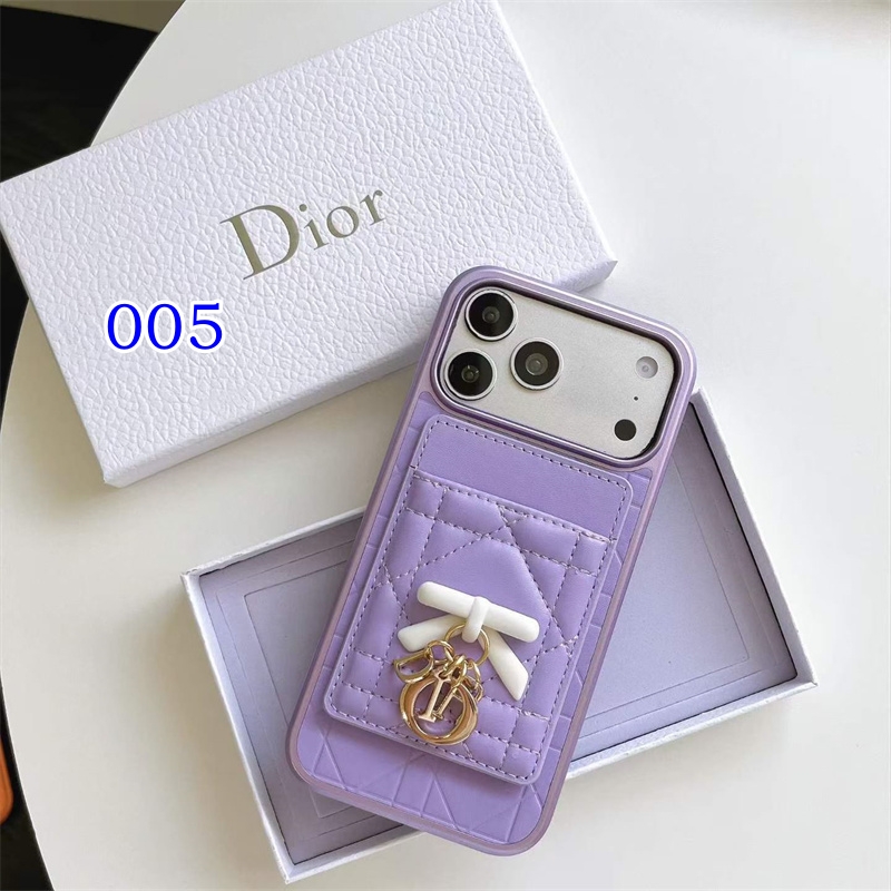 iPhone 18pro ケース【DIOR】風 LadyDior カードホルダー 付き magsafe dior iPhone17/16pro ケース 芸能人 スマホ ケース iPhone15/14 ケース リボン 付き iPhone13promax ケース ピンク 黒 - 画像 (7)
