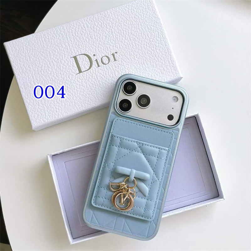 iPhone 18pro ケース【DIOR】風 LadyDior カードホルダー 付き magsafe dior iPhone17/16pro ケース 芸能人 スマホ ケース iPhone15/14 ケース リボン 付き iPhone13promax ケース ピンク 黒 - 画像 (6)
